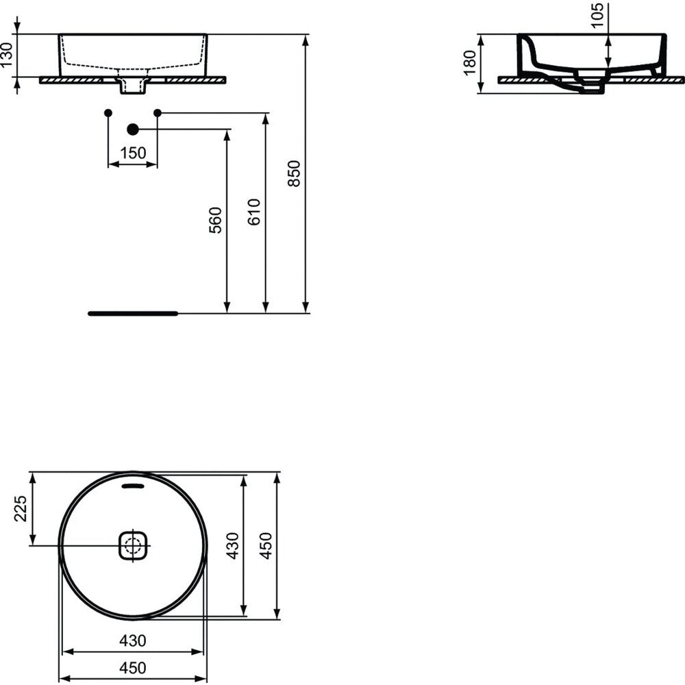 Лавоар за плот Ideal Standard Strada II кръгъл 38 см