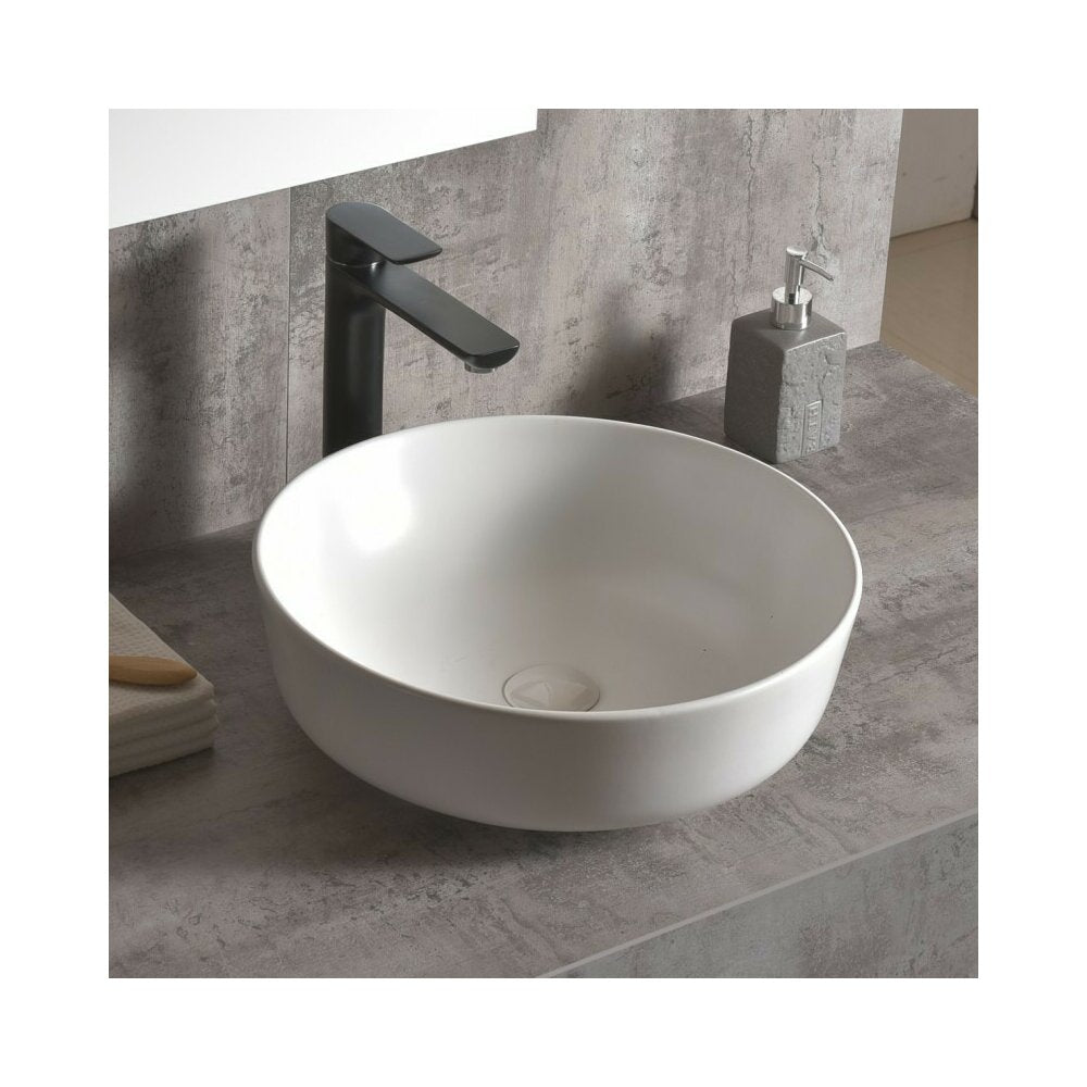 Керамично мивка на плот Inter Ceramic Art кръгла матова бяла 41.5 см
