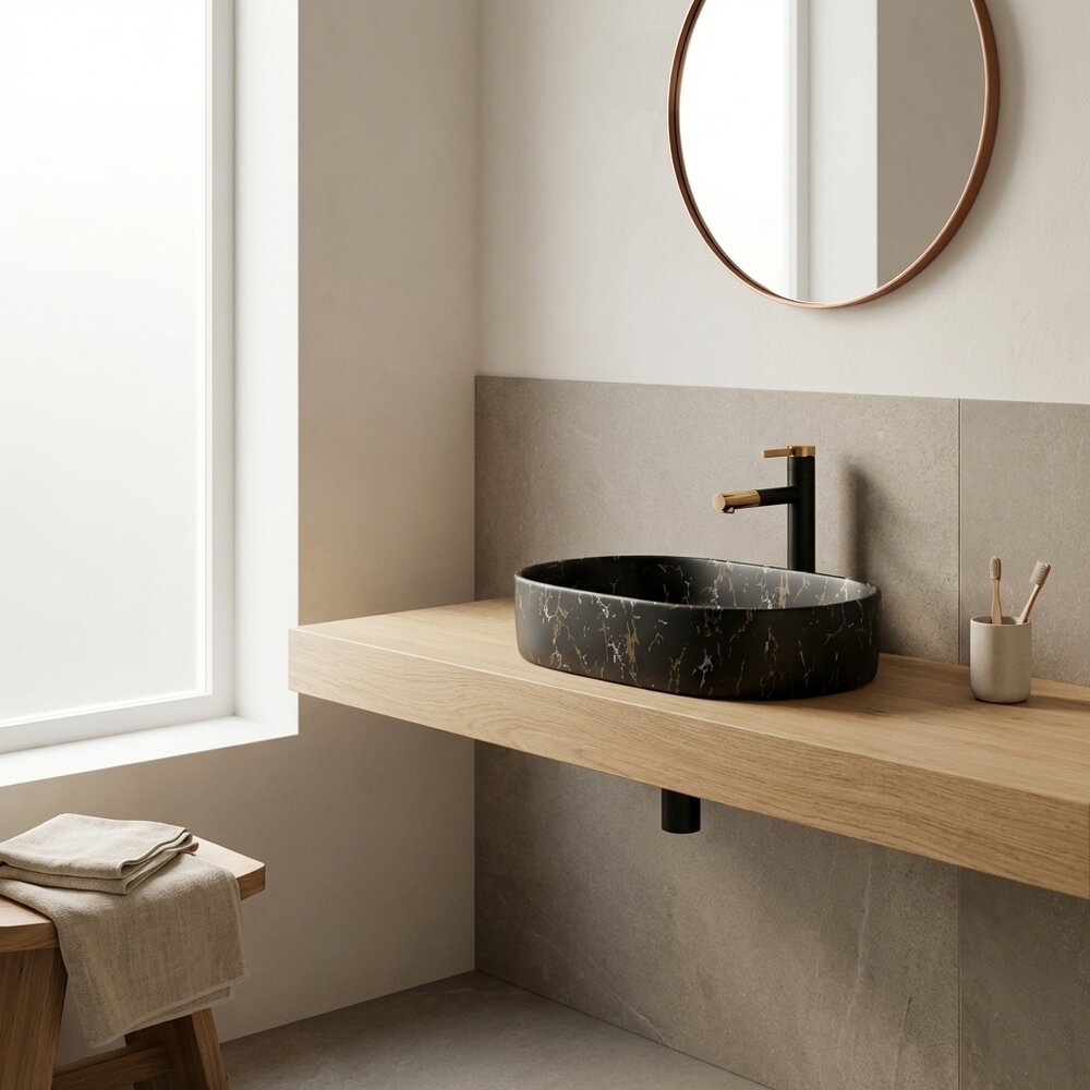 Countertop Sink Black/Grey Rune Vidar 60 cm