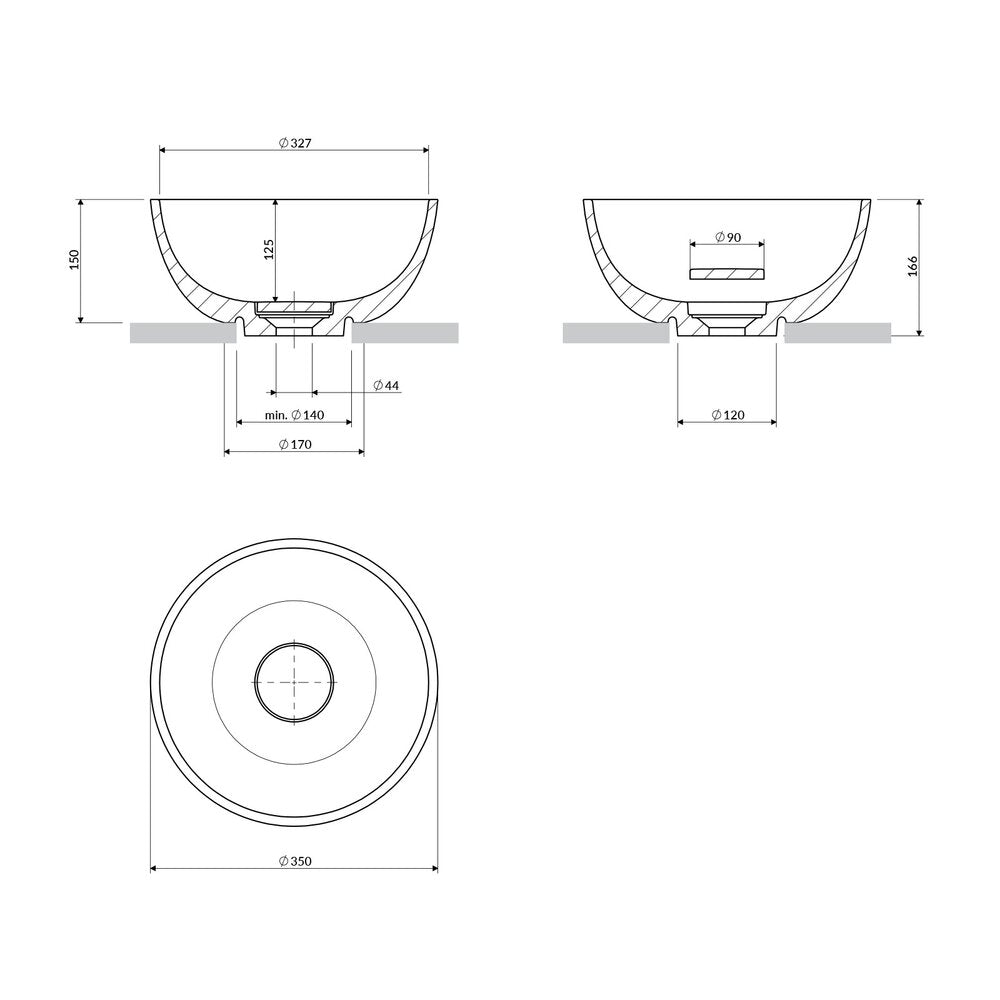 Мивка за плот Omnires Shell M+ матово бяло 35 cm
