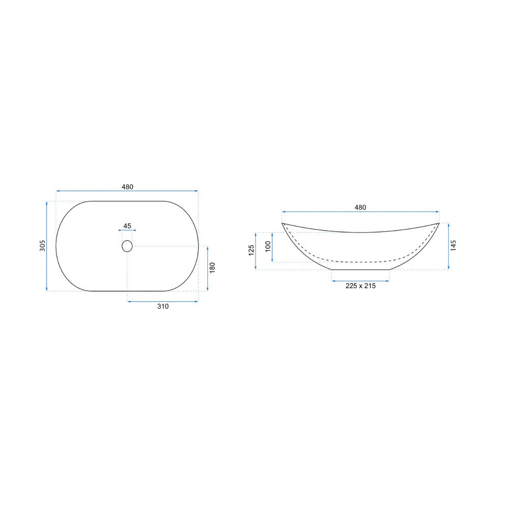 Лавоар за плот Rea Royal Mini Oval, бел гланц, 48 см