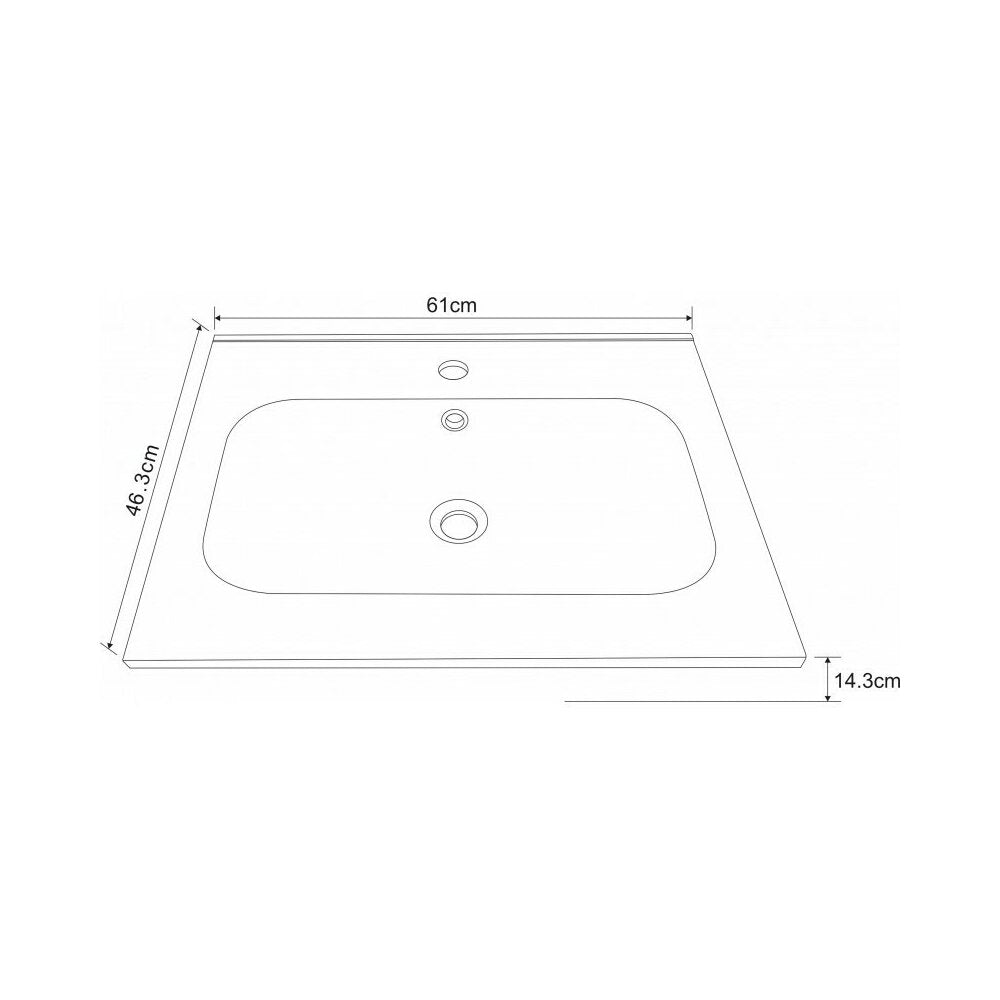 Sink on Furniture Inter Ceramic Glossy White Finish 61 cm