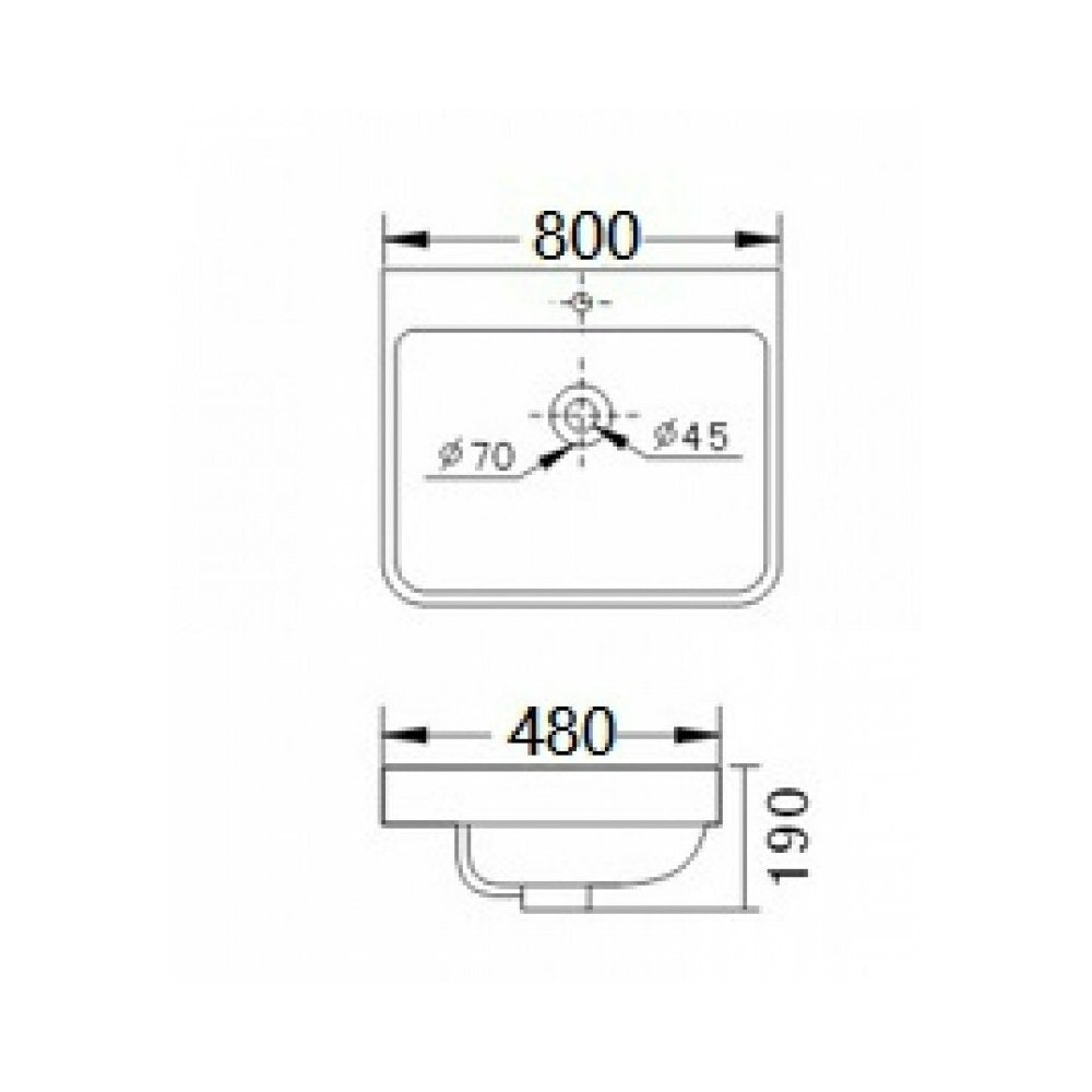 Sink on Furniture Inter Ceramic Glossy White Finish 80 cm