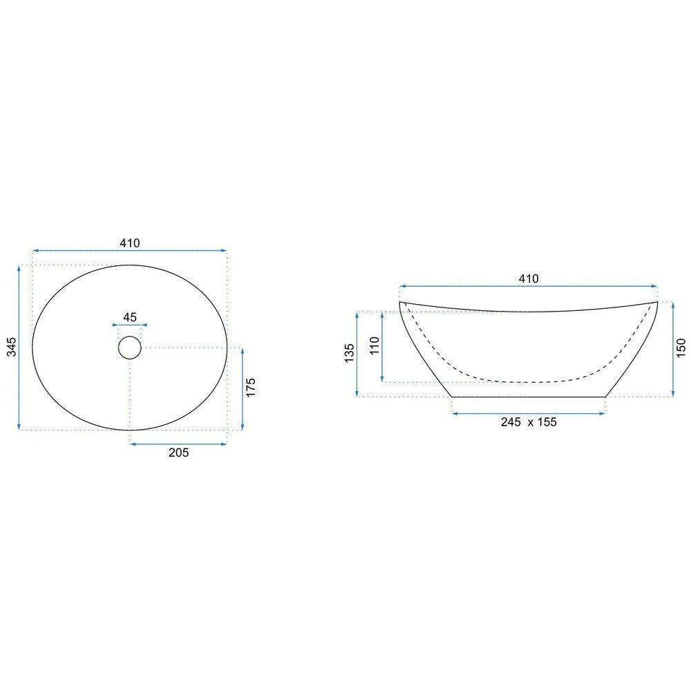 Rea Sofia Light Stone 41 cm Grey Stone Countertop Sink