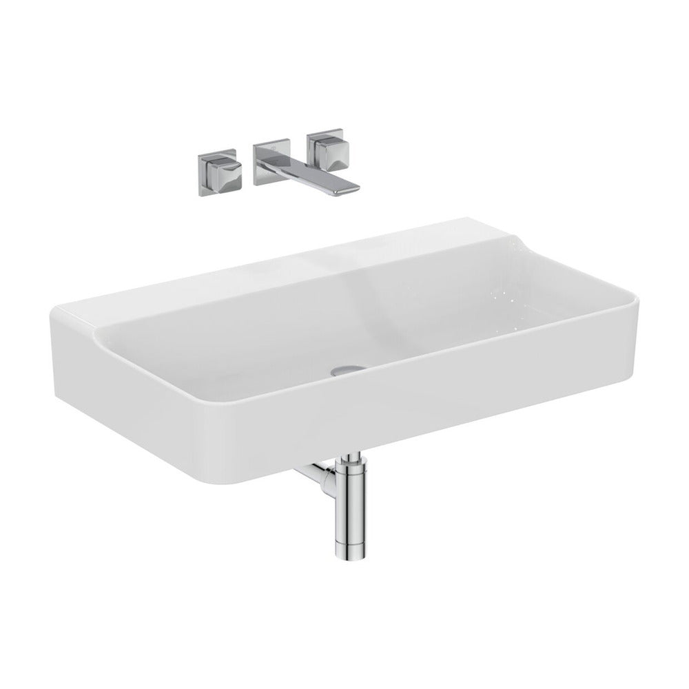 Ideal Standard Atelier Conca 80 cm Wall-Mounted Sink in Glossy White T383101