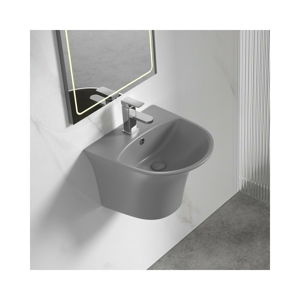 Окачен мивка Inter Ceramic овална сив мат 48.5 см