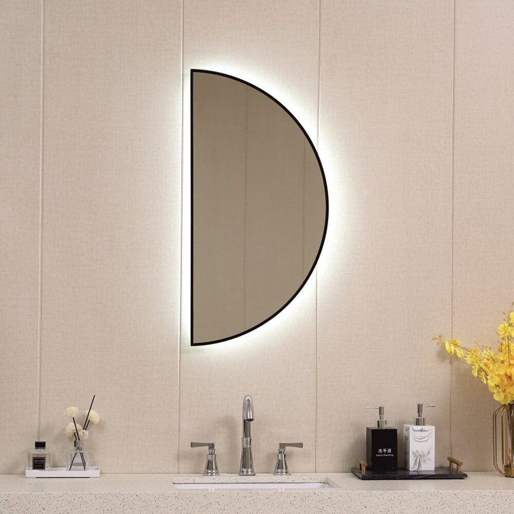 Огледало с LED осветление Inter Ceramic полукръгло 45x90 cm черно