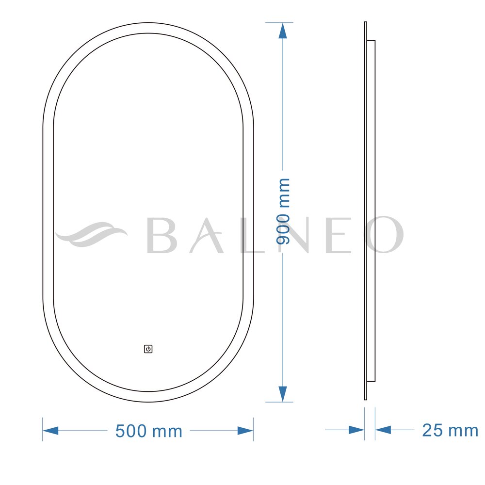 Огледало с осветление и антифог Balneo Elisa 50x90 cm