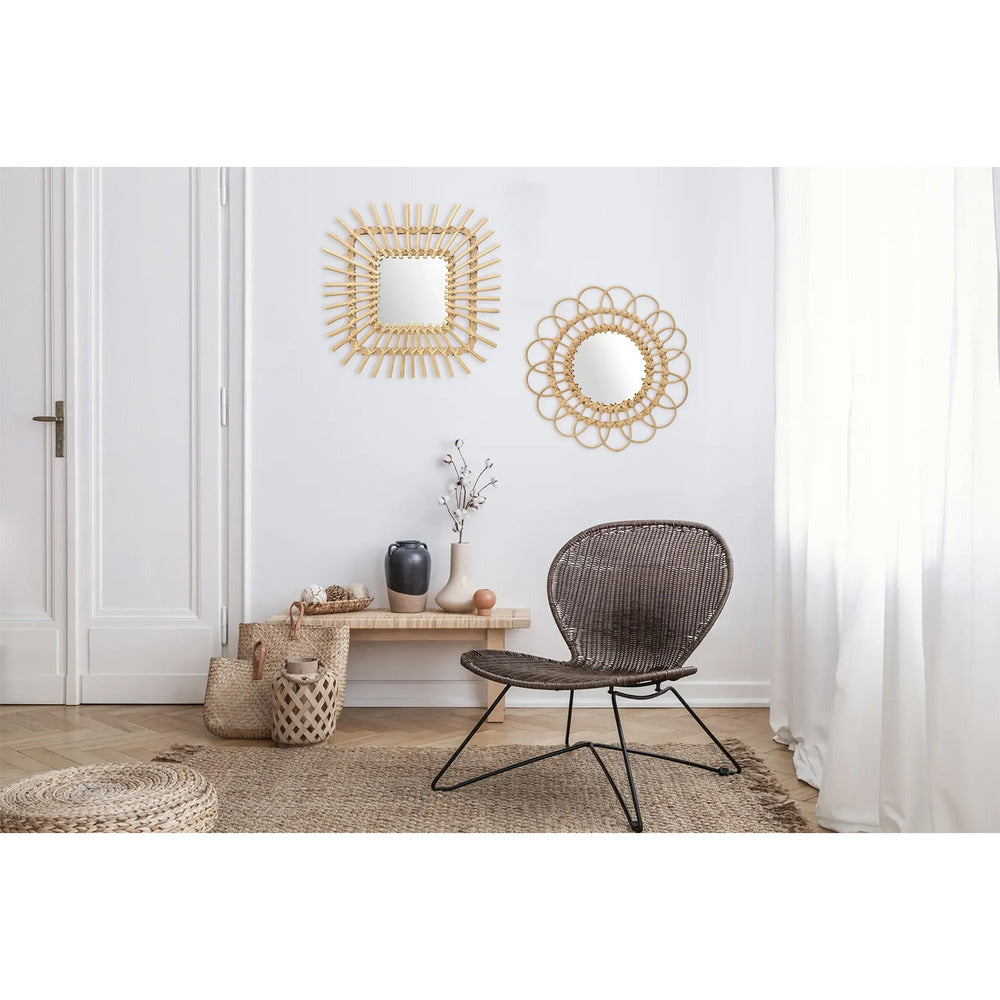 Rea Boho QDJ071 Square Mirror Wooden Frame 45 cm