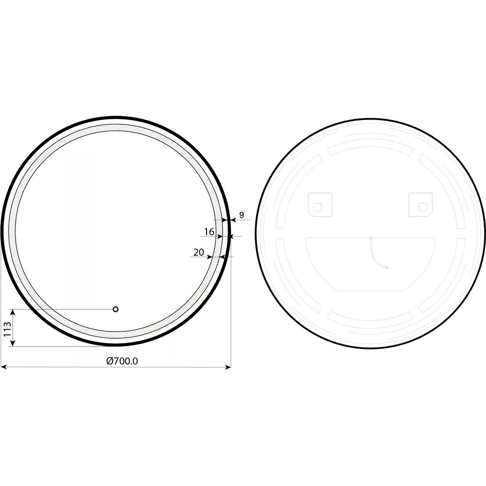 LED огледало Dubiel Vitrum Moon 70x70 см