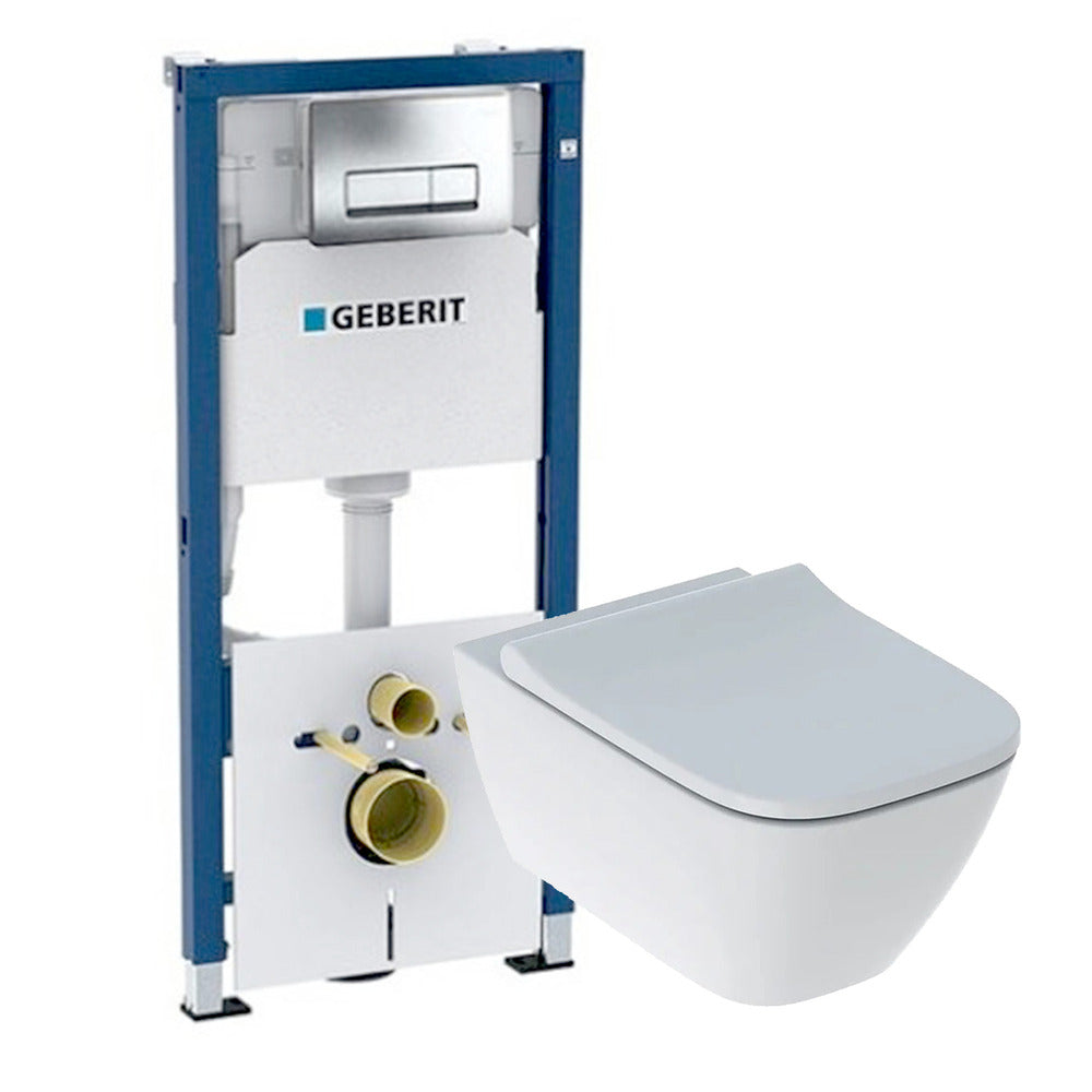 Пакет вграден резервоар Geberit Duofix и стенен WC с капак slim soft close Geberit Smyle Square