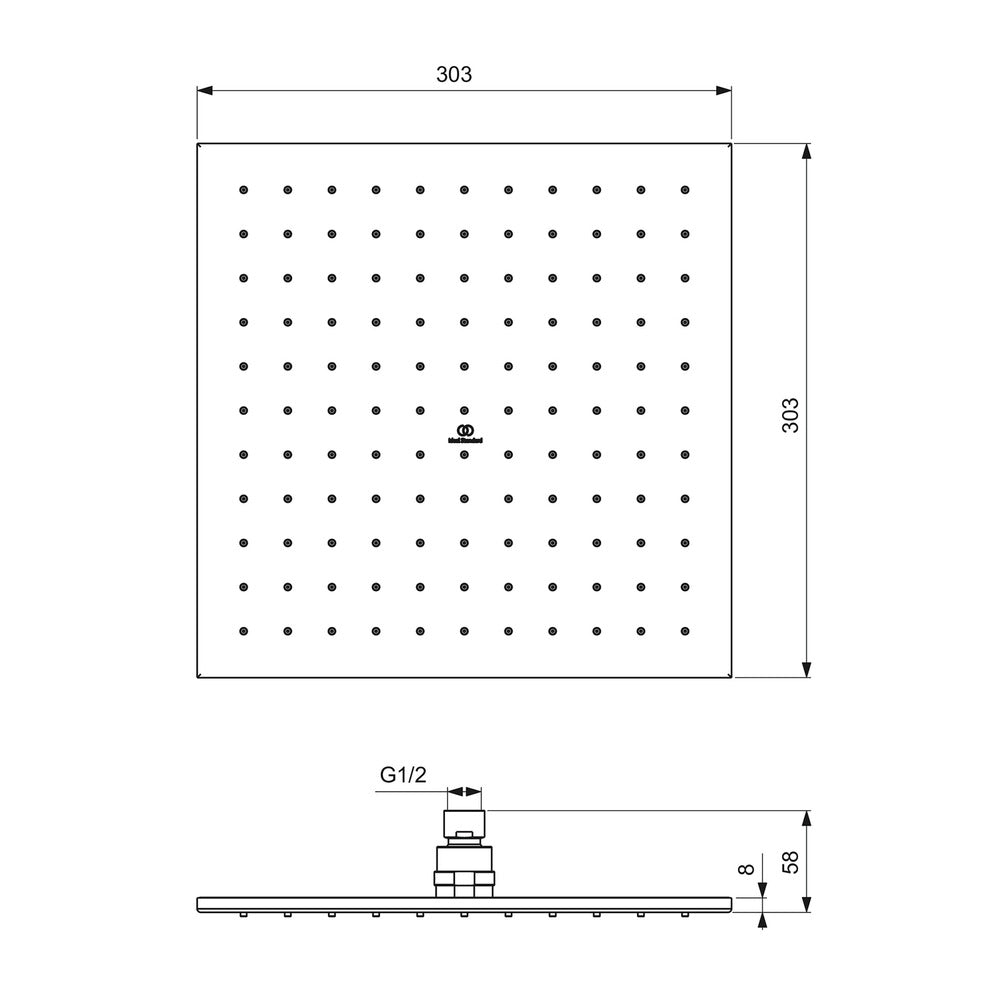 Душ глава Ideal Standard IdealRain 300x300 мм сребрист Silver Storm 1 функция