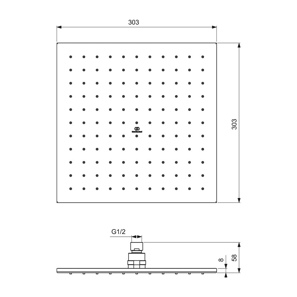 Душ глава Ideal Standard IdealRain 300x300 мм златист мат 1 функция