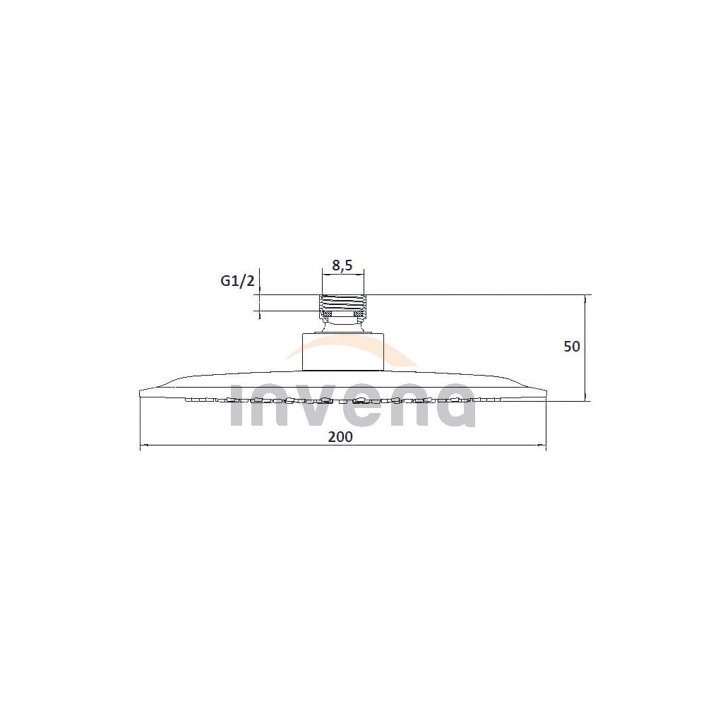 Invena Eco Solis Round Shower Head 200 mm Chrome
