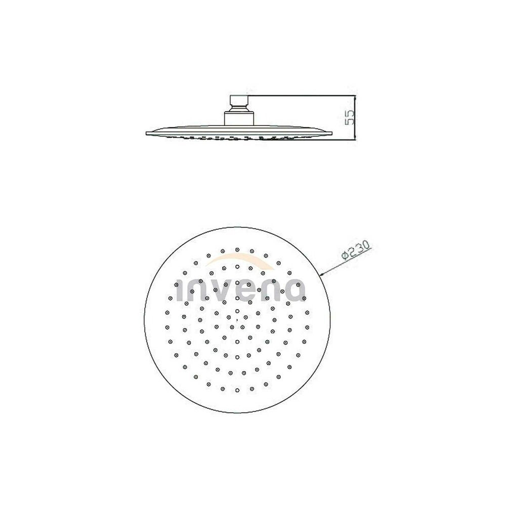 Invena Tinos Round Shower Head 230 mm Chrome - White