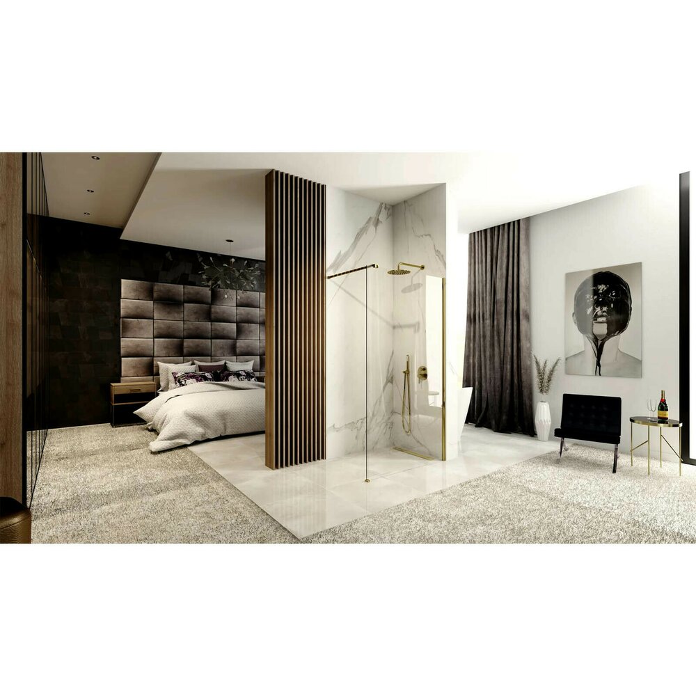 Парван за душ Walk-in Rea Aero 90x195 см златен профил
