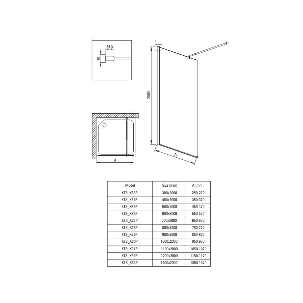 Deante Kerria Plus Walk-in Shower Screen 50x200 cm Total White
