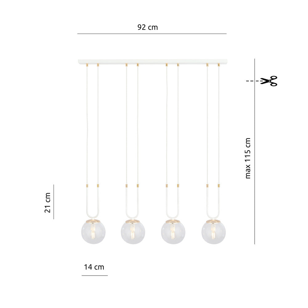 Emibig Glam 4 Pendant White/Transparent