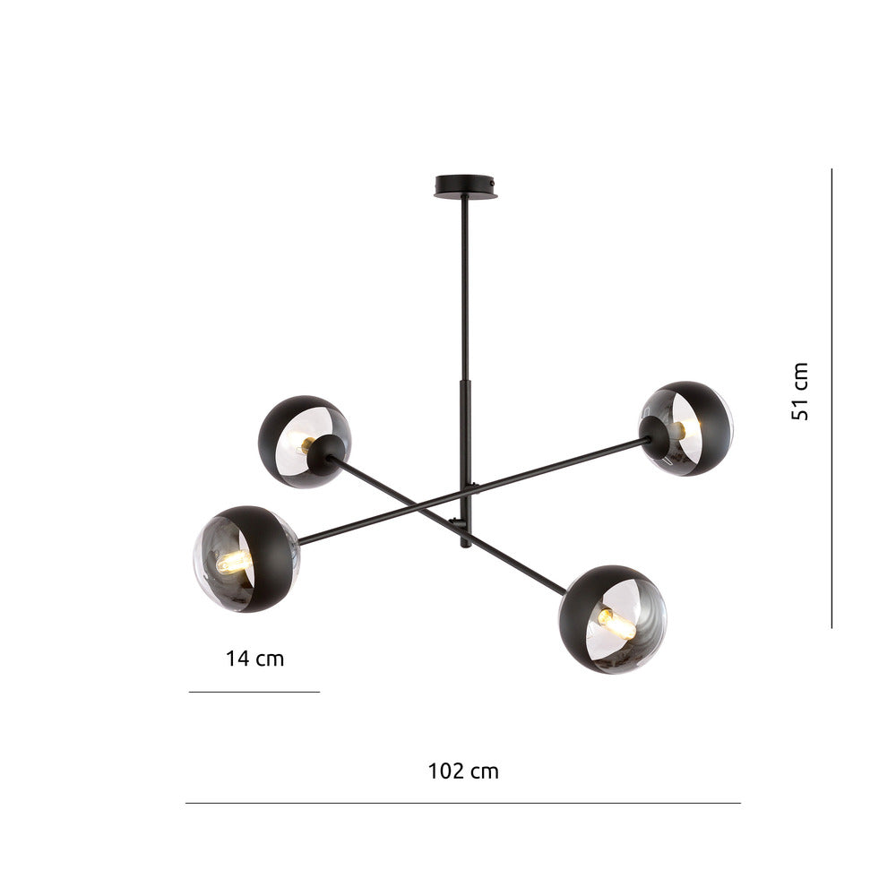 Emibig Linear 4 Black/Transparent Pendant
