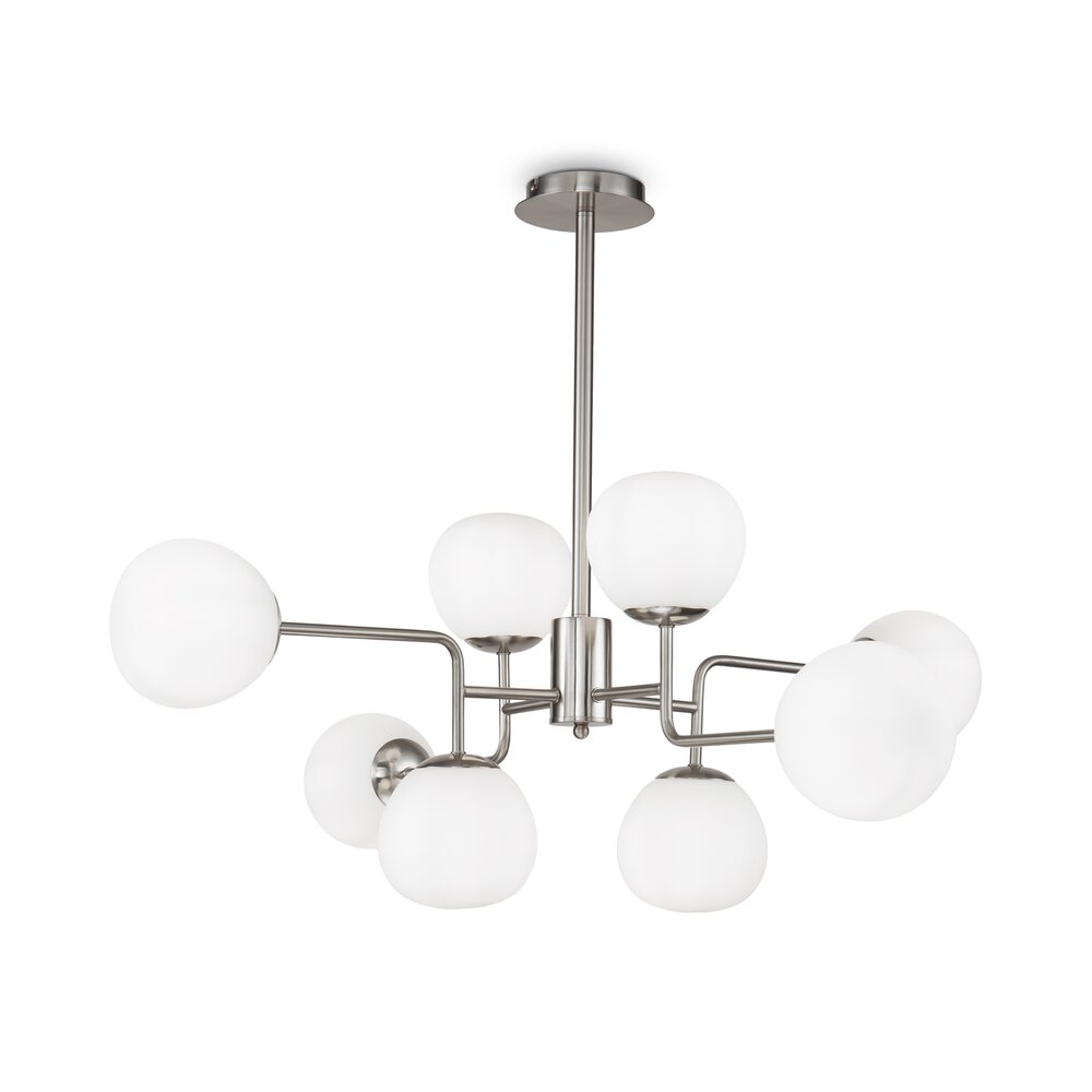 Maytoni Erich Nickel/White Pendant Light 8 Bulbs