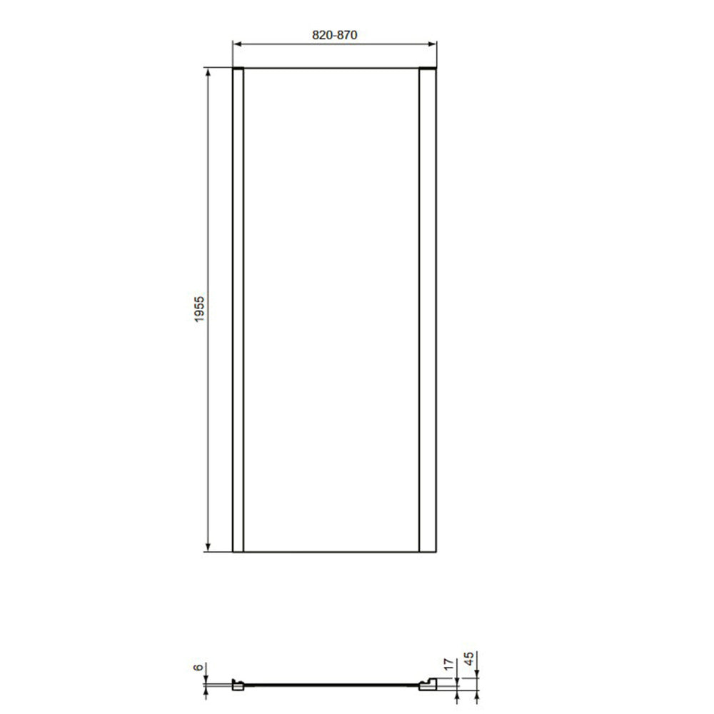 Фиксирана странична стена 85 см черен мат Ideal Standard Connect 2