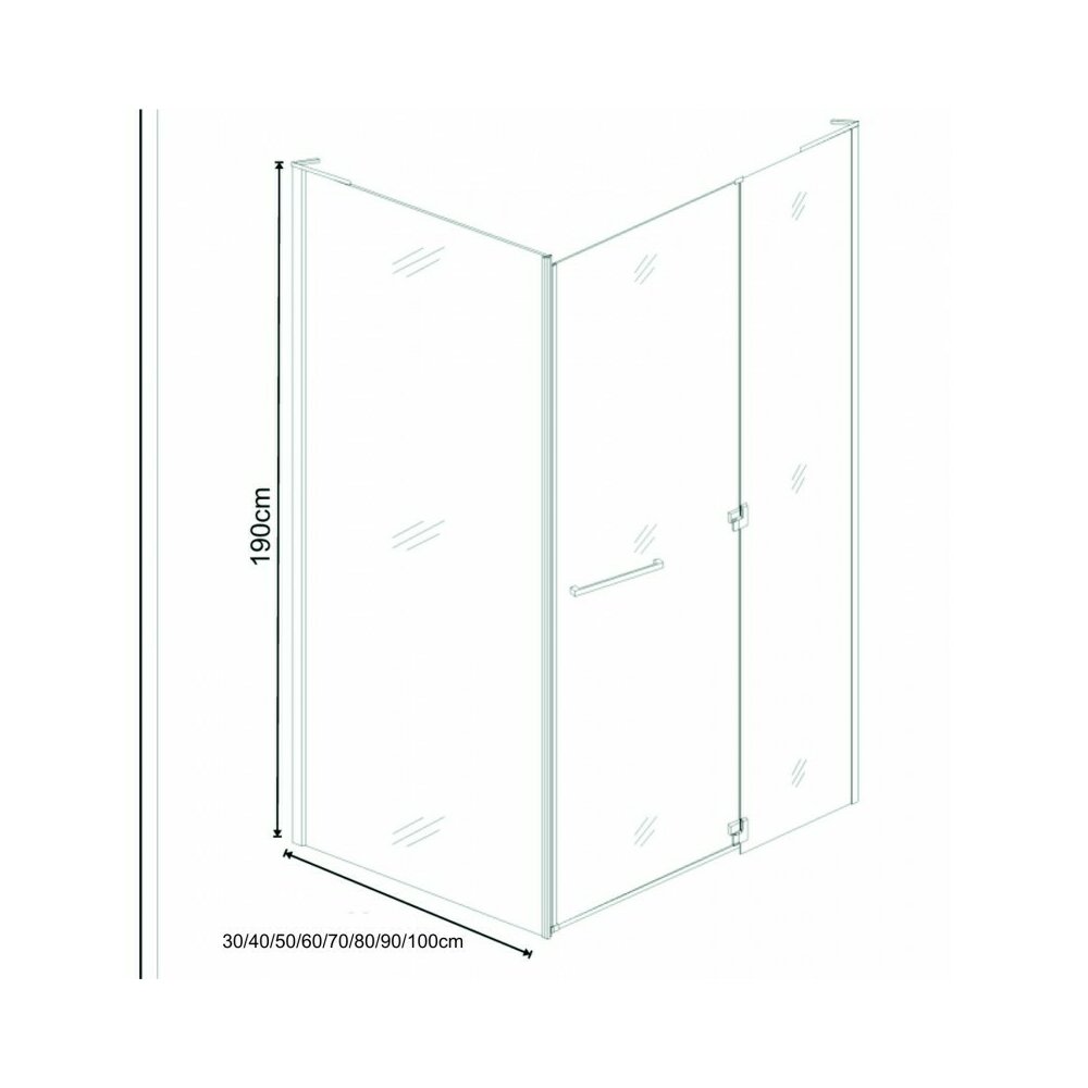 Inter Ceramic Fixed Side Wall 90 cm Transparent Glass 8 mm Chrome Finish