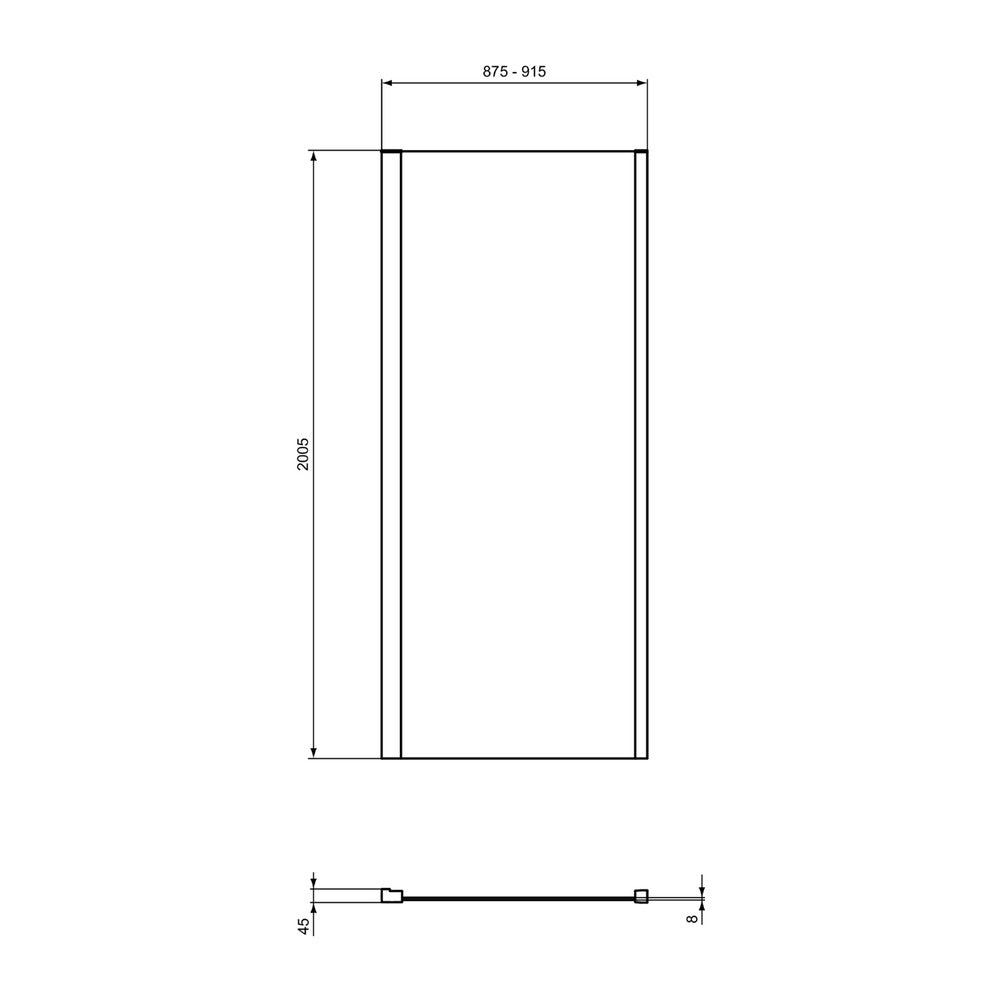 Ideal Standard i.life 90 cm Side Panel Glass 8 mm Silver