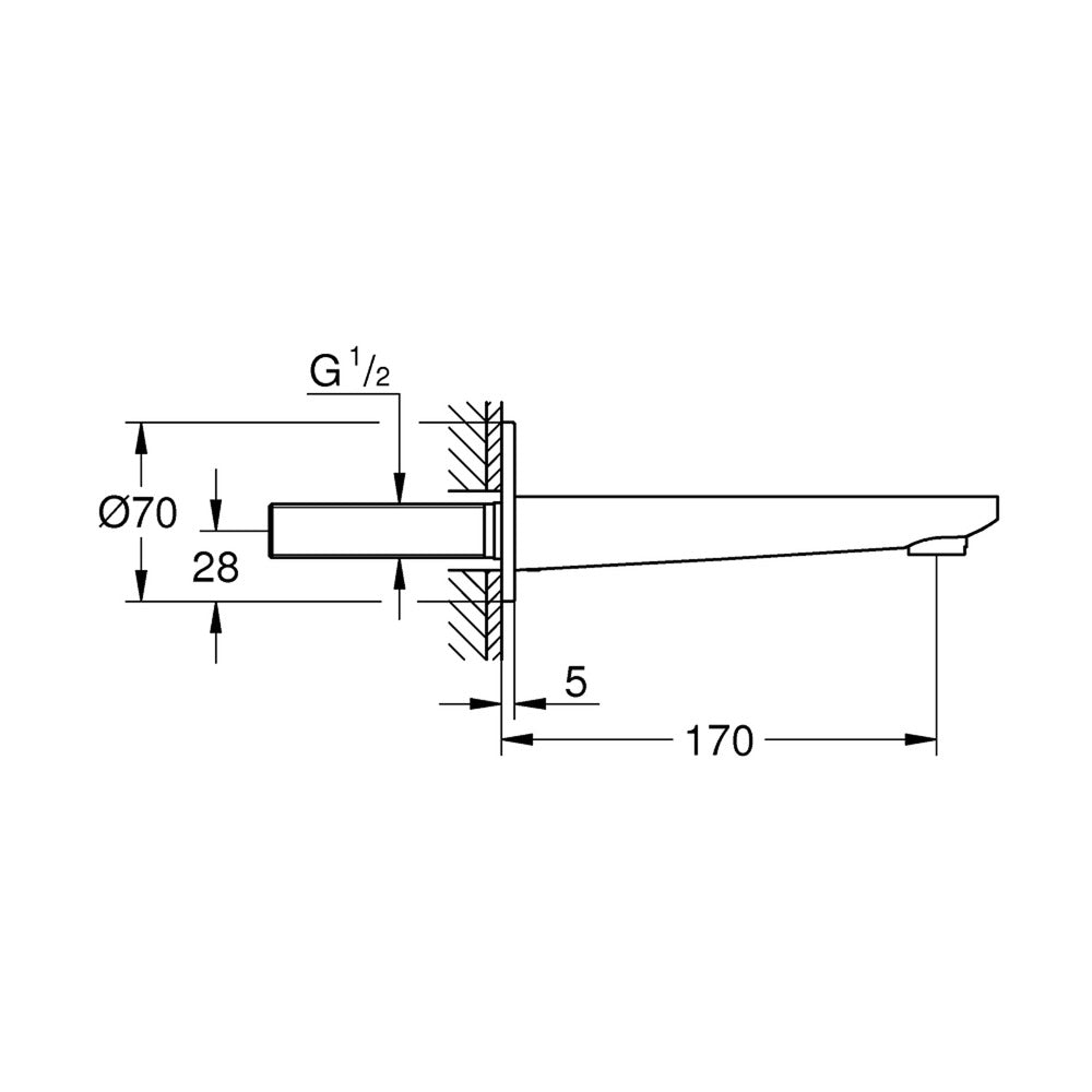 Пипа за вана Grohe Lineare 17 см хромирана Supersteel