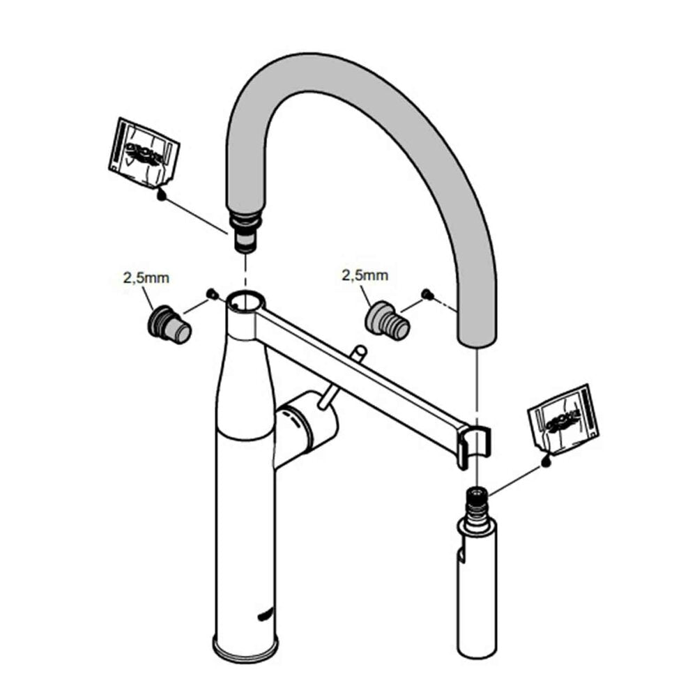 Пипа за батерия кухня Grohe Essence GrohFlexx бял мат