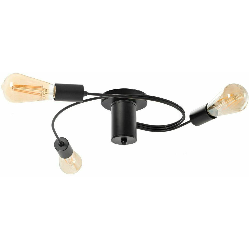 Black Industrial Style Ceiling Light 3 Bulbs Circular Model Rea APP742-3C