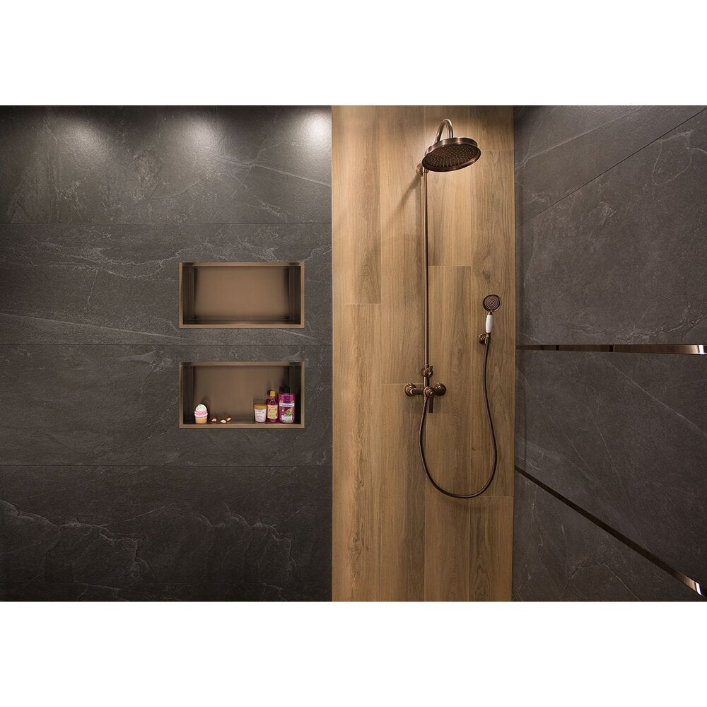 Built-in Rectangular Shelf Balneo Wall-Box 90x30x10 cm Brushed Copper Finish