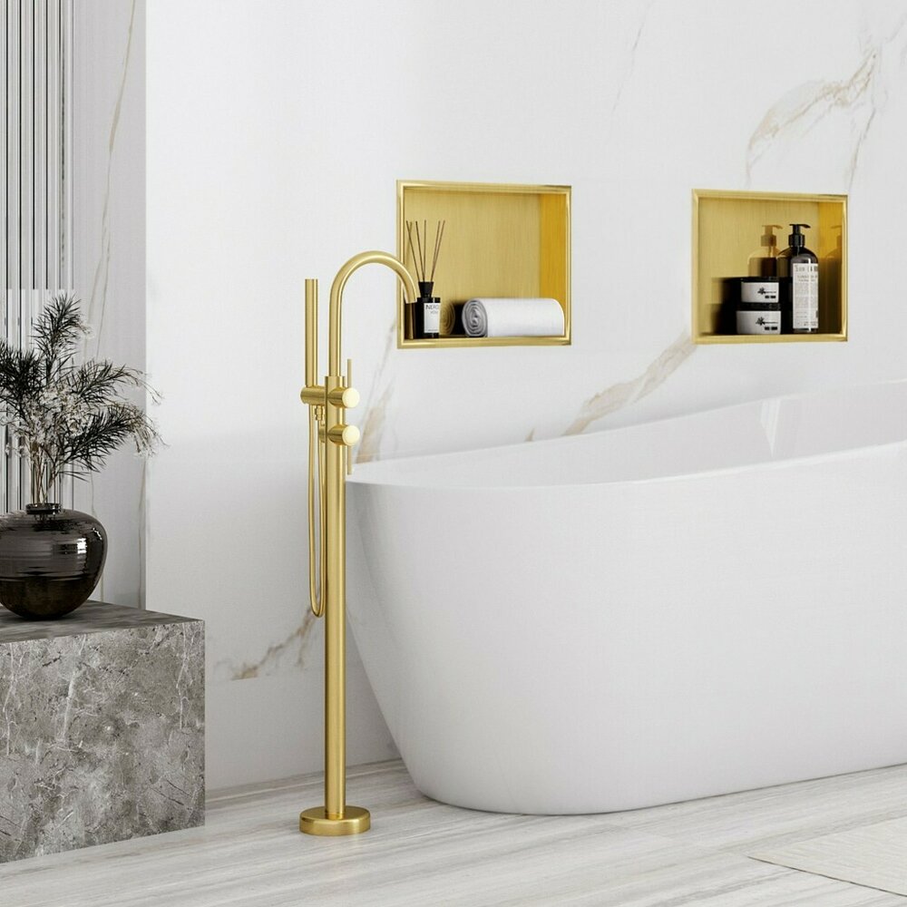 Интегриран квадратен златист рафт Rea 30x30x10 см