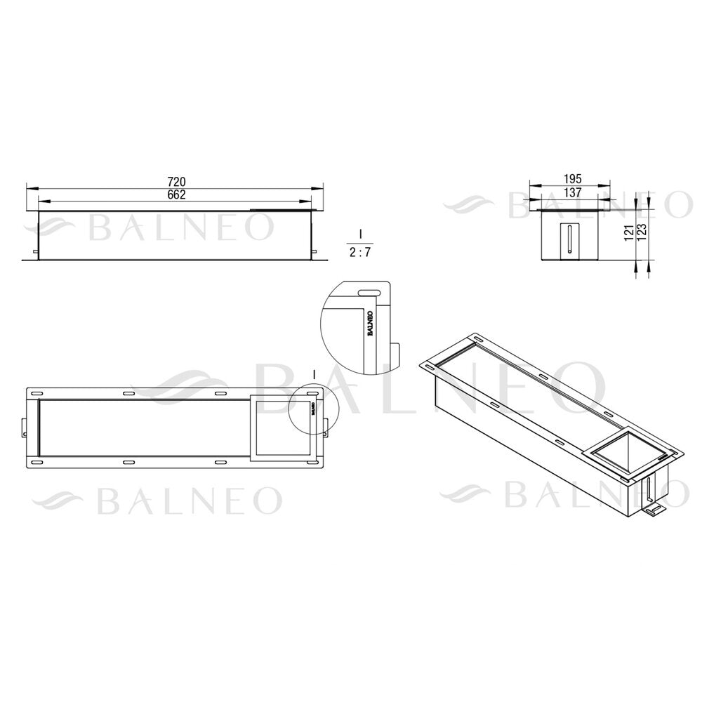 Вграден рафт за тоалетна хартия Balneo Wall Box Paper 3 златен гланц