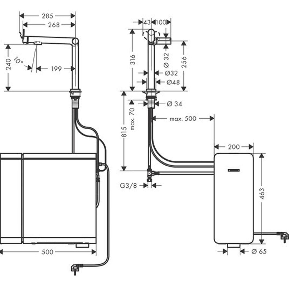 Brushed chrome set Hansgrohe Aquittura Select M91 SodaSystem 240 with 1 jet 76810670