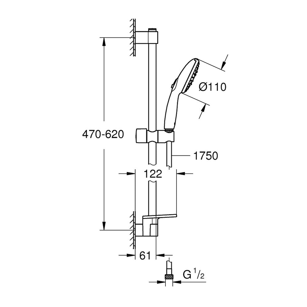 Комплект за душ с бар 60 cm Grohe Tempesta 110 хром 3 функции