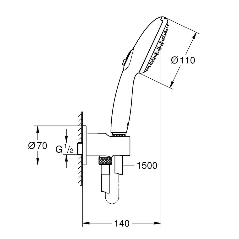 Комплект за душ Grohe Tempesta 110 с поставка и захранване, 2 функции