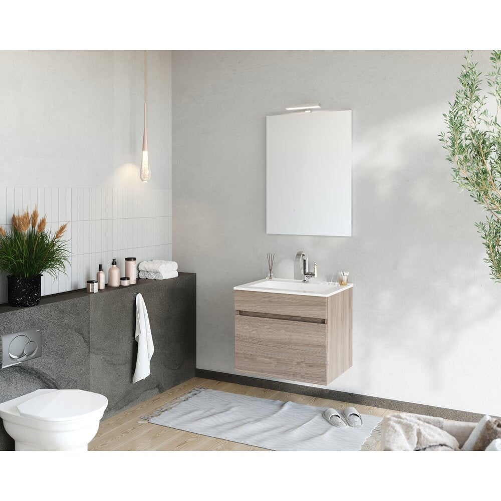 Oak Base Cabinet Set and Sink Crea Bagno Bogota 60 cm