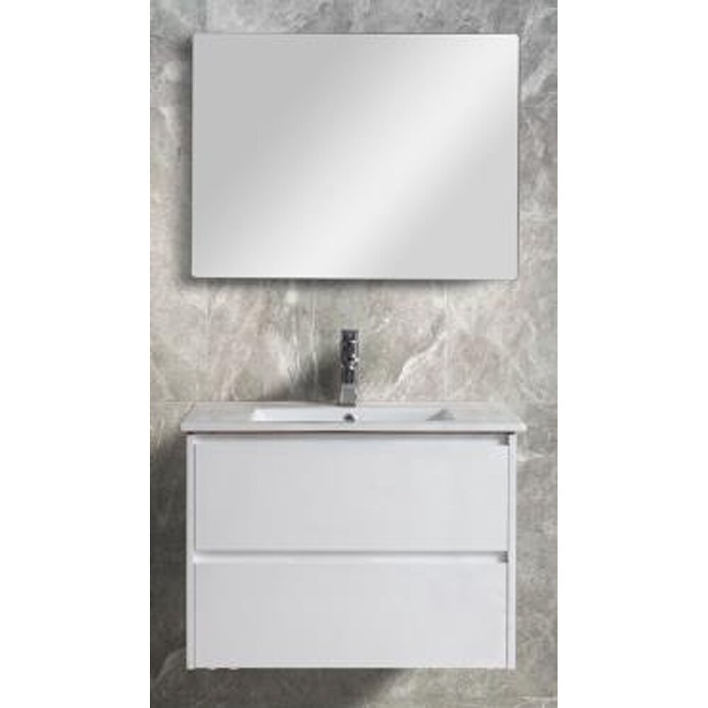 Сет за баня Rune Glacial 80 cm, керамична мивка и огледало с LED антифог