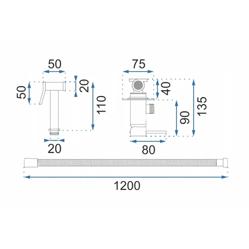 Rea Loop Matte White Hygienic Shower with Built-in Mixer