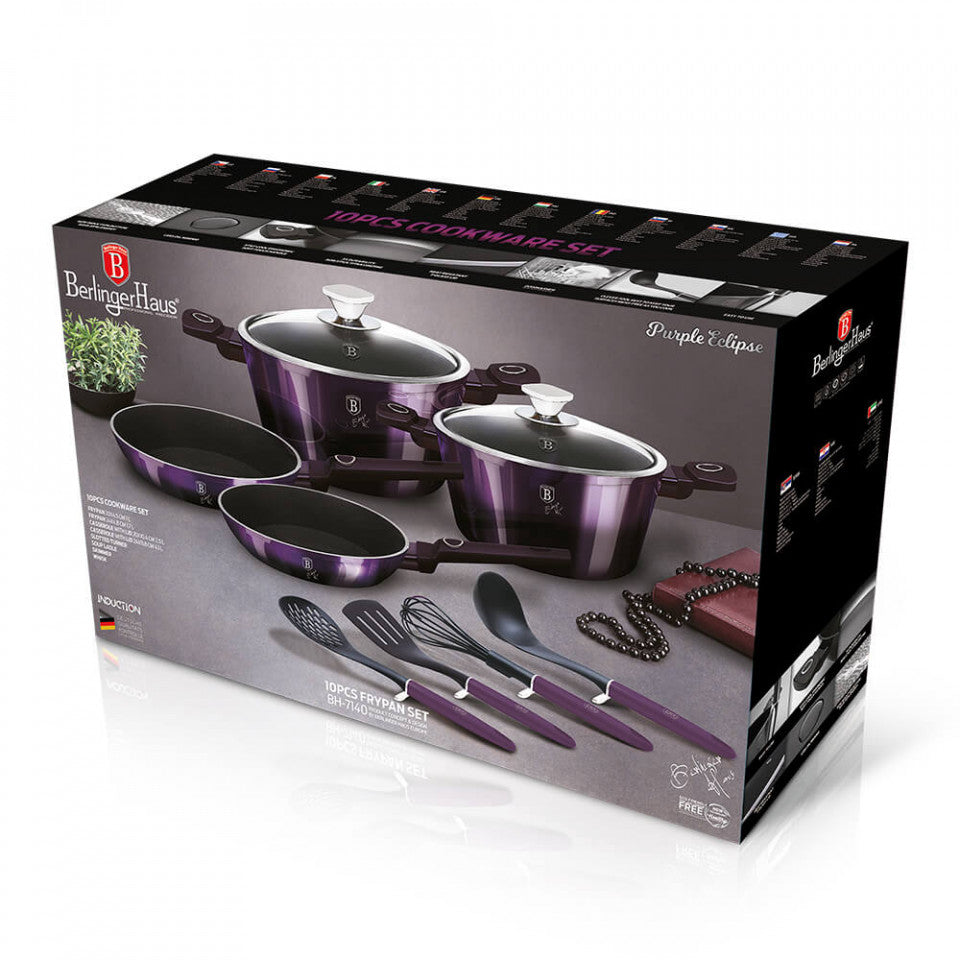 Комплект тенджери и тигани (10 части) Purple Eclipse Collection BerlingerHaus BH 7140