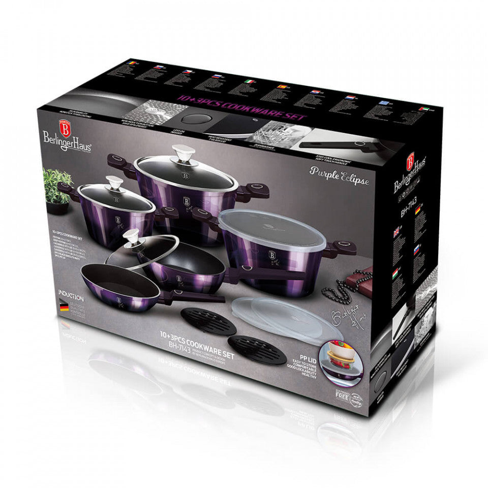 Комплект тенджери и тигани (13 части) Purple Eclipse Collection BerlingerHaus BH 7143