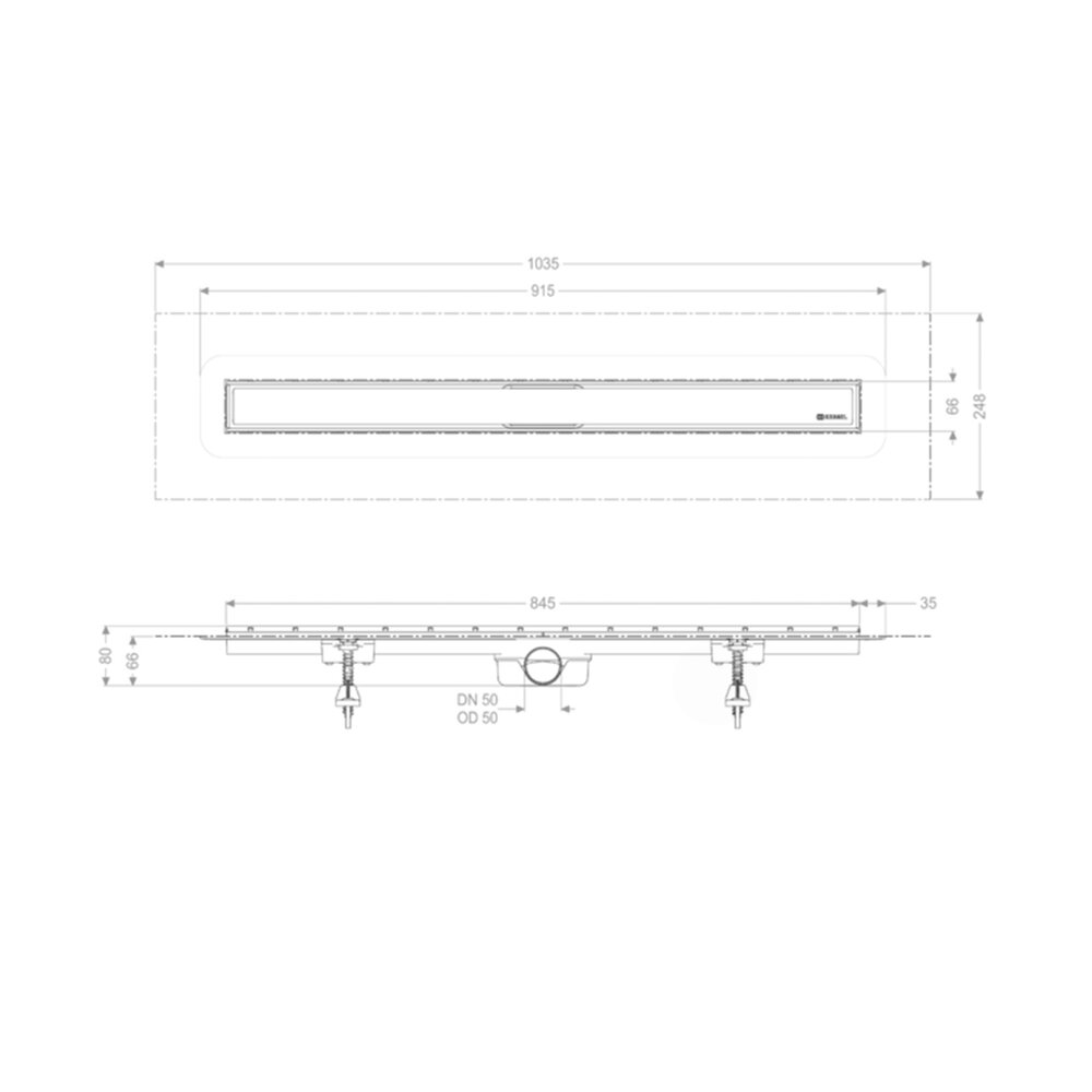 Сет ригола за душ Kessel Linearis Compact с капак от инокс 85 cm