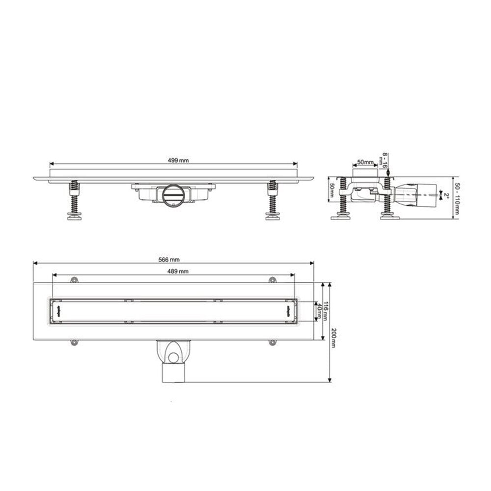 Сет ригола душ плюс капак Wirquin Venisio Slim финиш инокс 50 cm