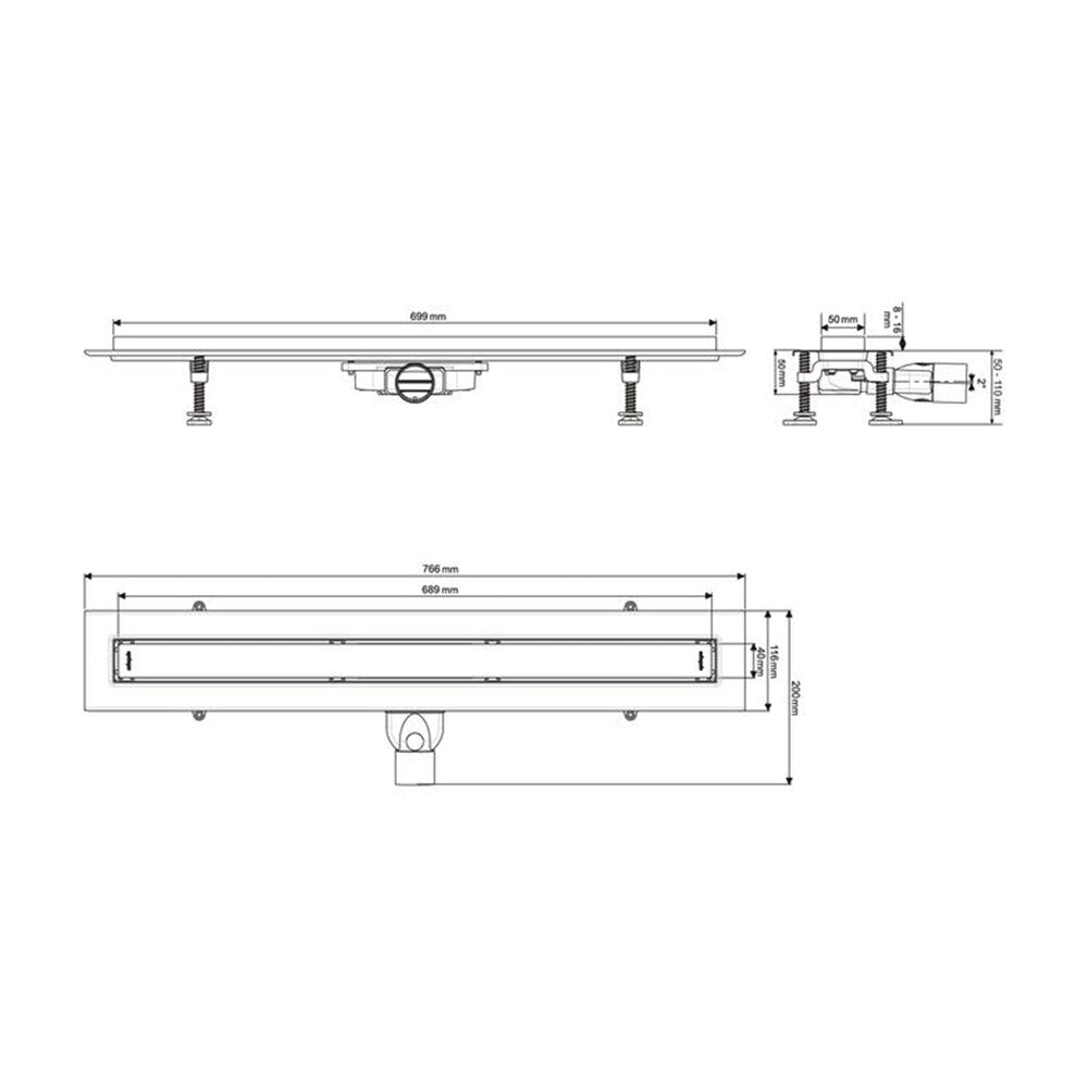 Сет ригола за душ с капак Wirquin Venisio Slim инокс 70 cm