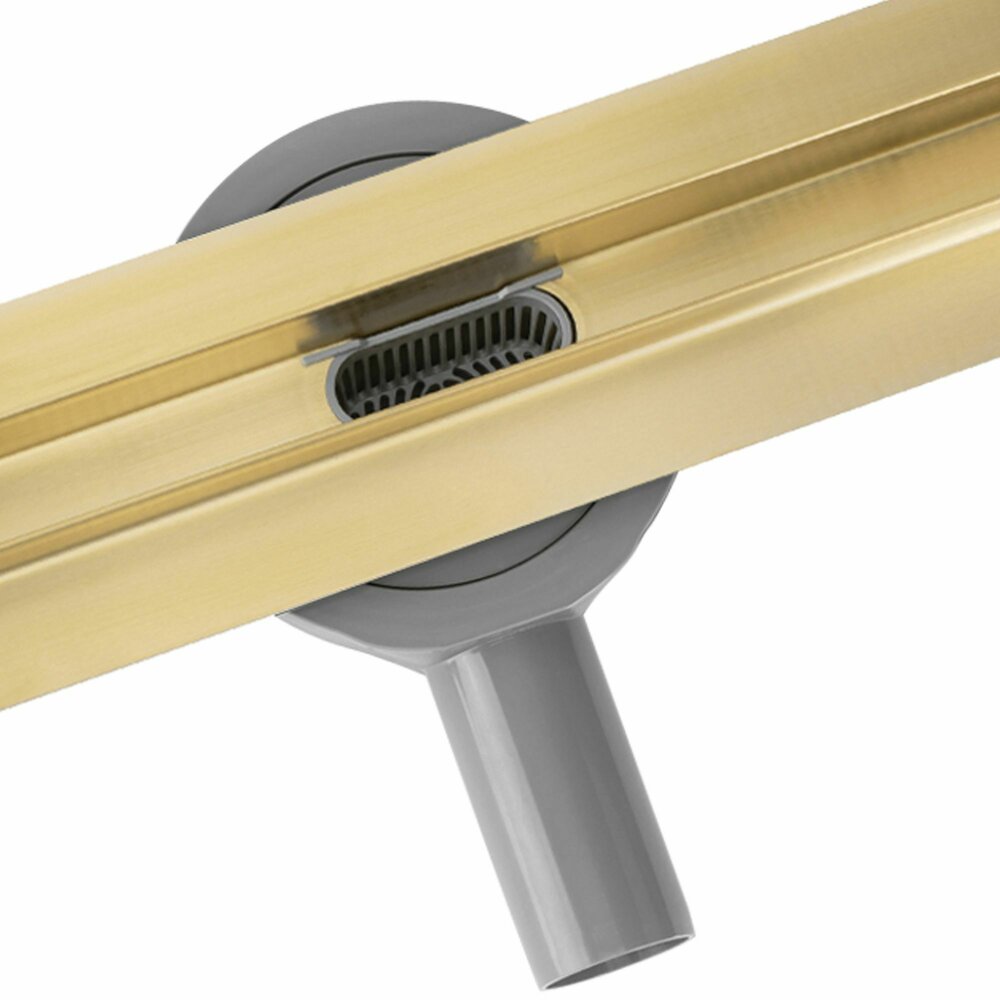 Shower channel set with brushed gold cover Rea Neox Slim Pro 90 cm