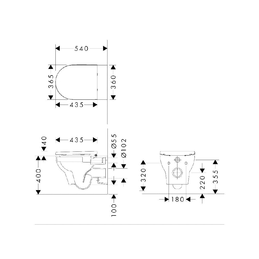 Комплект за стенен монтаж WC Hansgrohe GladeLake S AquaChannel Flush с капак с нормално затваряне