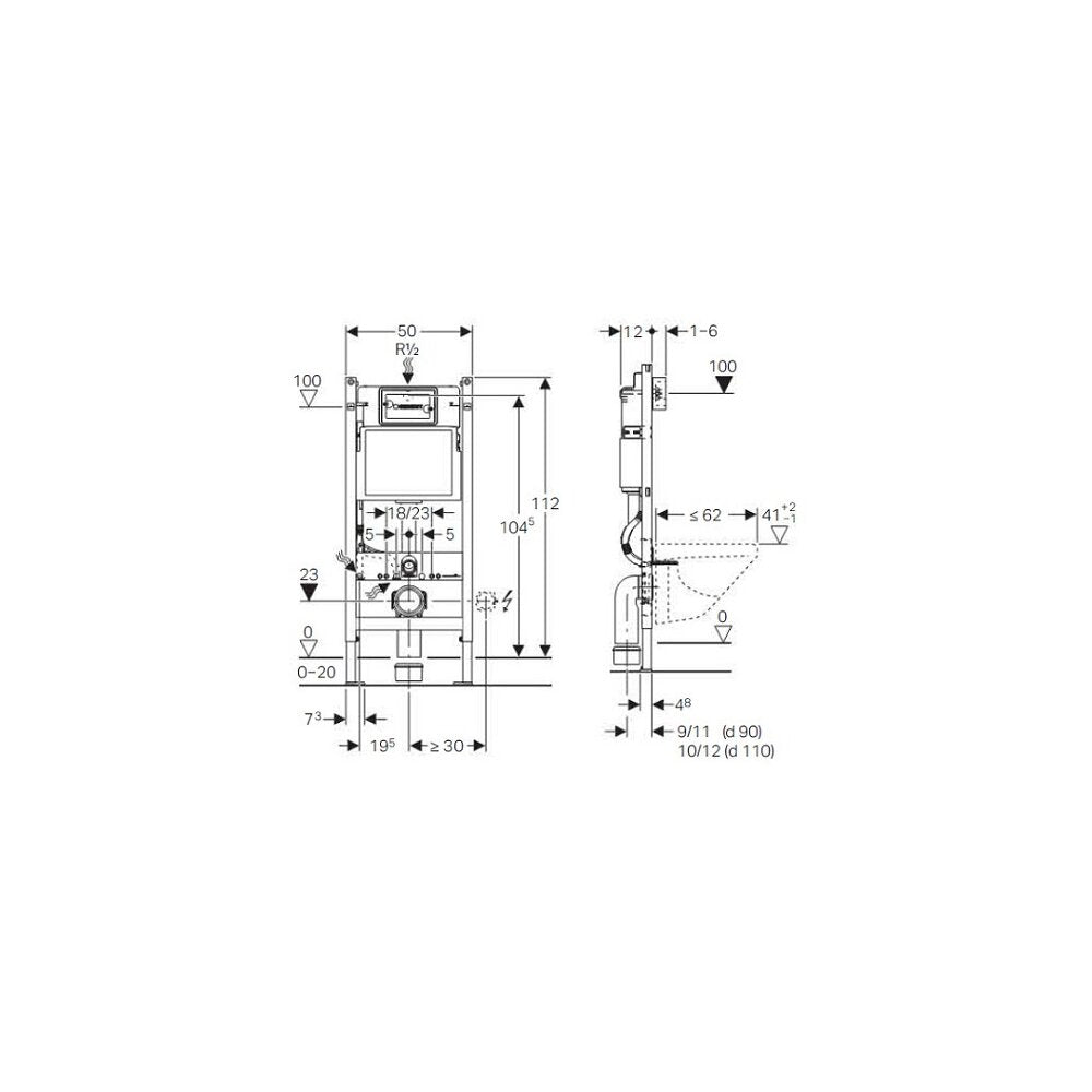 Комплект стенен WC Ideal Standard Tesi AquaBlade с капак softclose, клапа и резервоар Geberit Duofix Delta