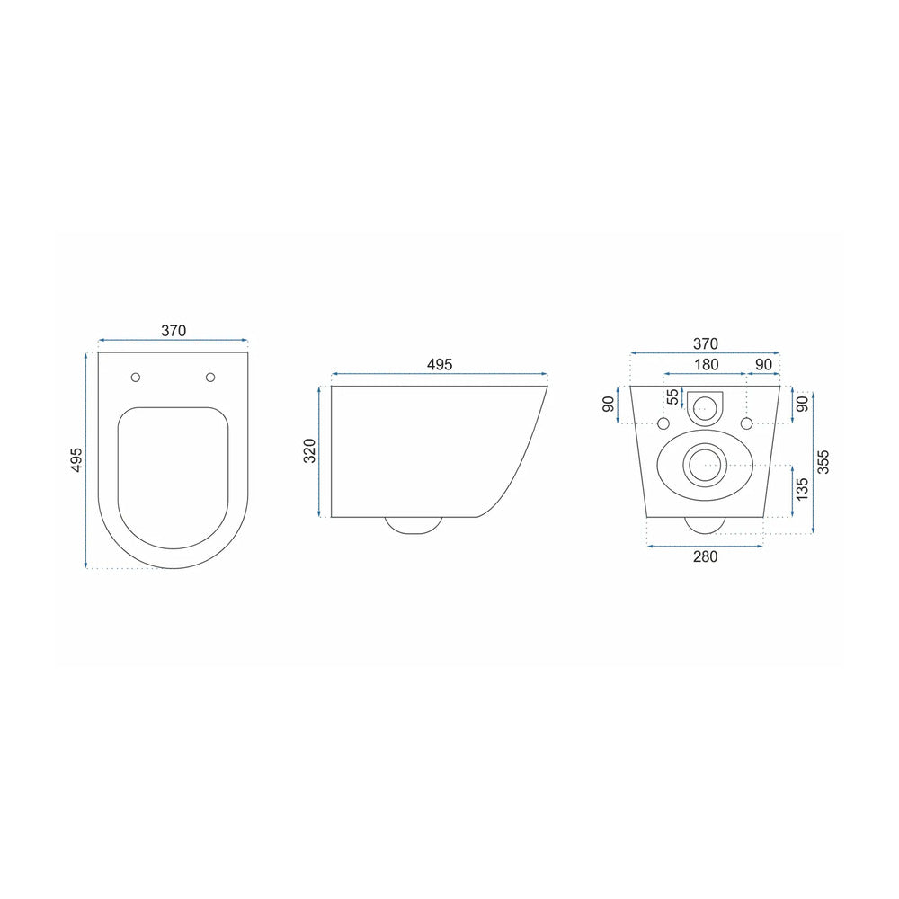 Rea Carlo Mini Wall-Mounted Toilet Set with Soft-Close Seat and White Bidet