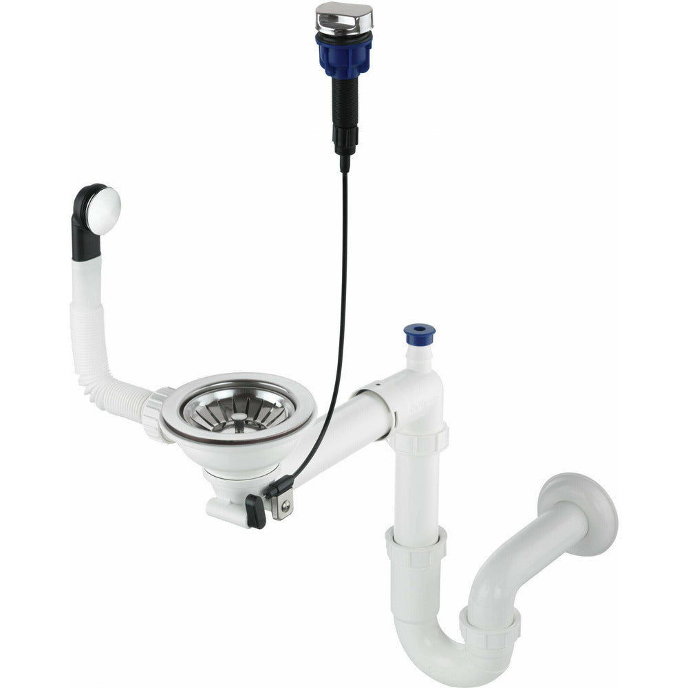 Deante Space-Saver Sink Trap for 1 Bowl Stainless Steel/White
