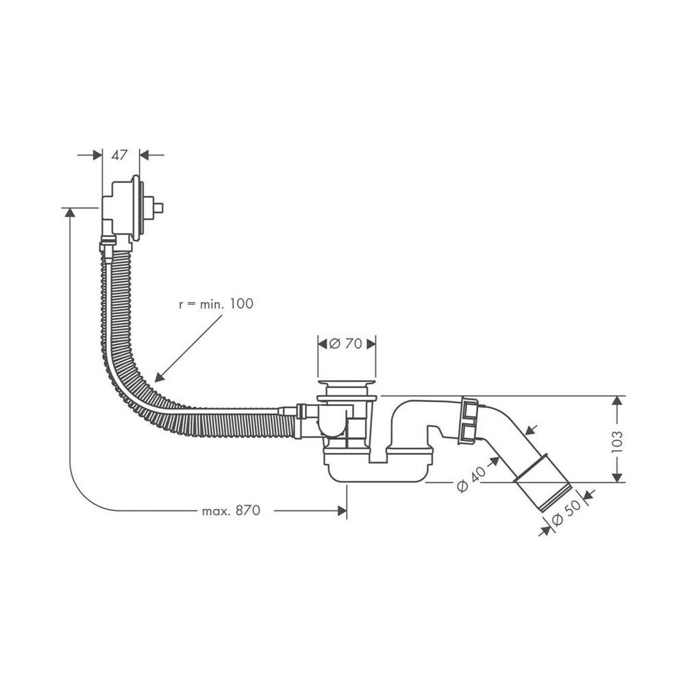 Hansgrohe Flexaplus Bathtub Drain with Overflow Chrome